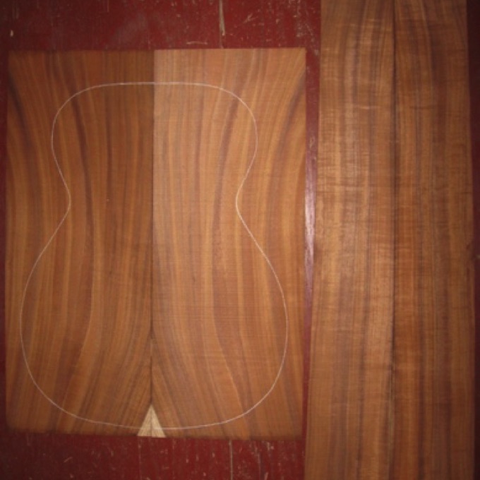 Koa D/OM AA $160
(2) back plates 8-1/2" x 22"
(2) side plates 5" x 35" (tapers to 4" width)
Air dried since 2002, 15-1/4" OM pattern shown, med curl, vertical-straight grain, rich red-orange-brown colors.
(2) consecutive sets available - set #110-1023 Koa D/OM AA $160
(2) back plates 8-1/2" x 22"
(2) side plates 5" x 35" (tapers to 4" width)
Air dried since 2002, 15-1/4" OM pattern shown, med curl, vertical-straight grain, rich red-orange-brown colors.
(2) consecutive sets available - set #110-1023