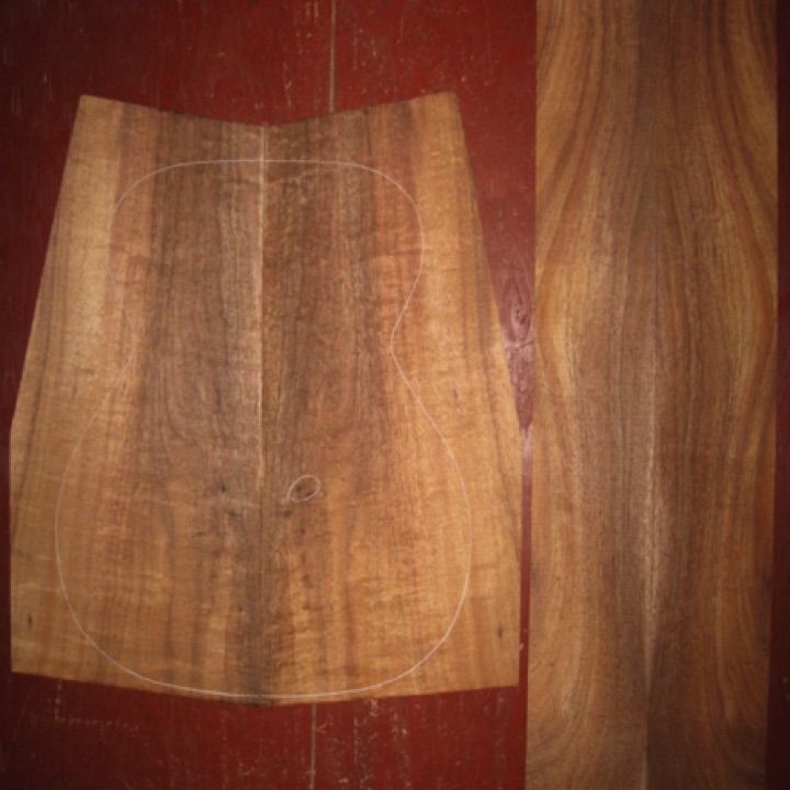 Koa OM/CL AA+ $150
(2) back plates 9-1/2" x 21-1/4" (tapers to 7" wide)
(2) side plates 4-3/8" x 32"
Air dried since 2006, 15-1/4" OM pattern shown, rich color, quilt/pommele figure, tiny knot in back (minor filling req'd).
set #137-1042 Koa OM/CL AA+ $150
(2) back plates 9-1/2" x 21-1/4" (tapers to 7" wide)
(2) side plates 4-3/8" x 32"
Air dried since 2006, 15-1/4" OM pattern shown, rich color, quilt/pommele figure, tiny knot in back (minor filling req'd).
set #137-1042