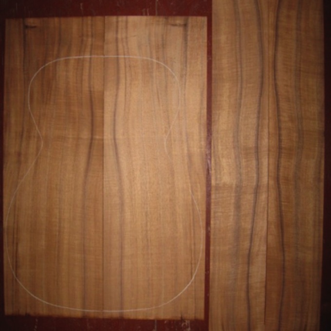 Koa OM/CL AA+ $165
(2) back plates 7-7/8" x 23-1/2"
(2) side plates 4-3/8" x 34-1/2"
Air dried since 2006, 15-1/4" OM pattern shown, beautiful honey-brown, medium curl, straight vertical grain.
set #129-1047 Koa OM/CL AA+ $165
(2) back plates 7-7/8" x 23-1/2"
(2) side plates 4-3/8" x 34-1/2"
Air dried since 2006, 15-1/4" OM pattern shown, beautiful honey-brown, medium curl, straight vertical grain.
set #129-1047