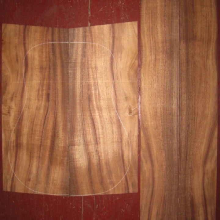 Koa OM/Dreadnought AA $125
(2) back plates 9" x 22-1/4"
(2) side plates 5" x 33-1/2"
Air dried since 2006, 16" dred pattern shown, light-med curl, strong striping, straight-vertical grain.
set #138-1100 Koa OM/Dreadnought AA $125
(2) back plates 9" x 22-1/4"
(2) side plates 5" x 33-1/2"
Air dried since 2006, 16" dred pattern shown, light-med curl, strong striping, straight-vertical grain.
set #138-1100