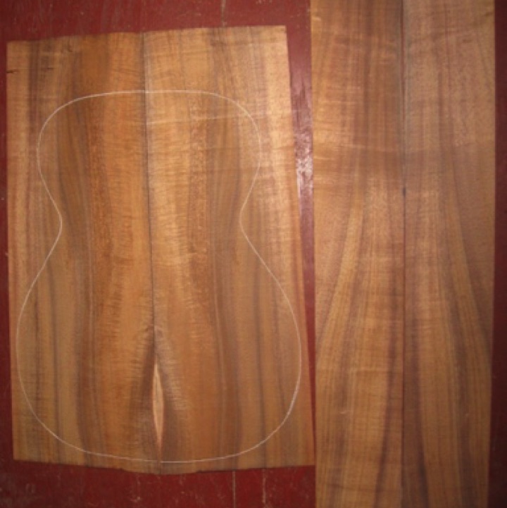 Koa OM/CL AA $120
(2) back plates 8-1/4" x 23-1/4" (tapers to 7-1/4" width)
(2) side plates 4-1/2" x 33"
Air dried since 2013, 15-1/4" concert pattern shown, vertical grain, good color and striping.
set #161-1146 Koa OM/CL AA $120
(2) back plates 8-1/4" x 23-1/4" (tapers to 7-1/4" width)
(2) side plates 4-1/2" x 33"
Air dried since 2013, 15-1/4" concert pattern shown, vertical grain, good color and striping.
set #161-1146