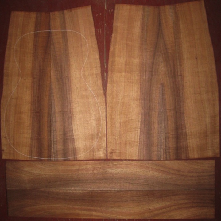 6-pc Koa OM/CL AA+ $240
(4) top-back plates 8-1/4" x 23" (tapers as shown)
(2) side plates 4-3/8" x 32"
Air dried since 2006, 15-1/4" OM pattern shown, generally straight & vertical grain, rich colors.
set #138-1209 6-pc Koa OM/CL AA+ $240
(4) top-back plates 8-1/4" x 23" (tapers as shown)
(2) side plates 4-3/8" x 32"
Air dried since 2006, 15-1/4" OM pattern shown, generally straight & vertical grain, rich colors.
set #138-1209