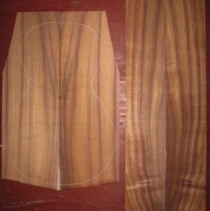 Koa 2/Parlor A+ grade $85
(2) back plates 6-3/4" x 20-3/4"
(2) side plates 4-1/2" x 28"
Air dried since 2013, 12-1/2" parlor pattern shown, good color and striping, vertical grain.
set #161-1309 Koa 2/Parlor A+ grade $85
(2) back plates 6-3/4" x 20-3/4"
(2) side plates 4-1/2" x 28"
Air dried since 2013, 12-1/2" parlor pattern shown, good color and striping, vertical grain.
set #161-1309