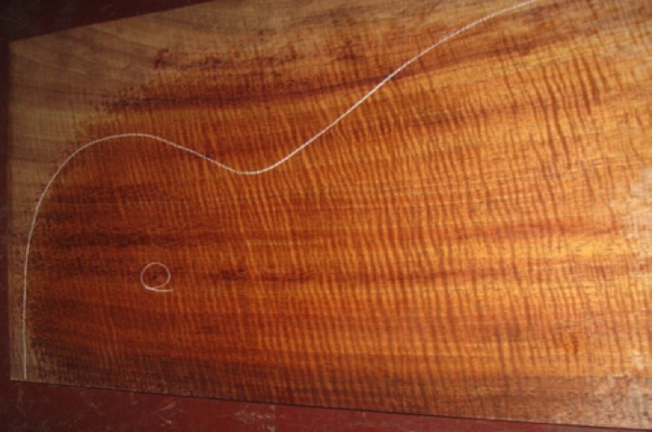 closeup, wetted
set #118-1318
Tiny tight knot seen at upper bout; similar tiny tight knot at lower bout of sides; no extra attention required during finishing. Price includes 100-grit sanding—backs to .115" and sides to .100" closeup, wetted
set #118-1318
Tiny tight knot seen at upper bout; similar tiny tight knot at lower bout of sides; no extra attention required during finishing. Price includes 100-grit sanding—backs to .115" and sides to .100"