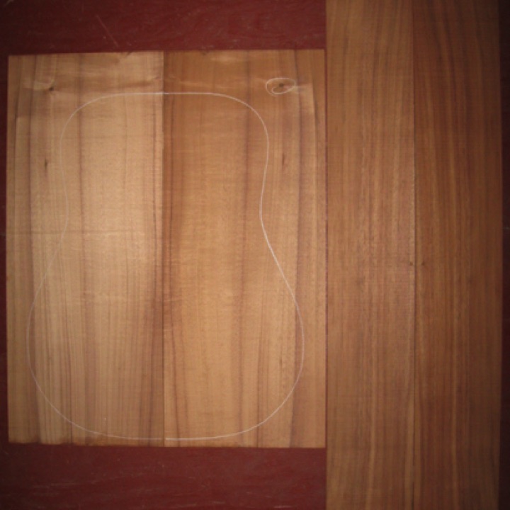 Koa OM/Dreadnought AA $130
(2) back plates 9-1/4" x 23"
(2) side plates 5" x 36"
Air dried since 1996, 16" dred pattern shown, handsome straight grain, vertical grain koa with light curl.
set #191-1363 Koa OM/Dreadnought AA $130
(2) back plates 9-1/4" x 23"
(2) side plates 5" x 36"
Air dried since 1996, 16" dred pattern shown, handsome straight grain, vertical grain koa with light curl.
set #191-1363