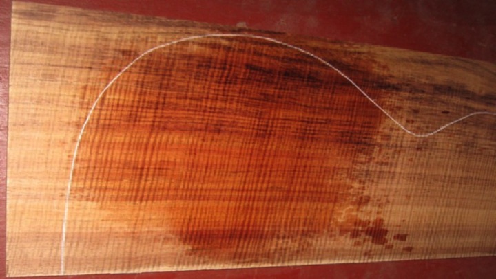 closeup, wetted
set #118-1412
Back plates sanded 100-grit to .115" thickness. Saw marks show on small area 1/4 x 3/4" on inside face of one plate at the tail block area. Email for details.
closeup, wetted
set #118-1412
Back plates sanded 100-grit to .115" thickness. Saw marks show on small area 1/4 x 3/4" on inside face of one plate at the tail block area. Email for details.
