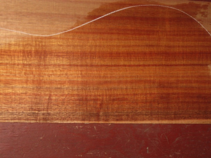 closeup, wetted
set #178-1449
6-pc OPTION for $450:
Making an all-koa body? We can add a matching (consecutive bookmatch) top. With straight-vertical grain, this will make a fine soundboard. closeup, wetted
set #178-1449
6-pc OPTION for $450:
Making an all-koa body? We can add a matching (consecutive bookmatch) top. With straight-vertical grain, this will make a fine soundboard.