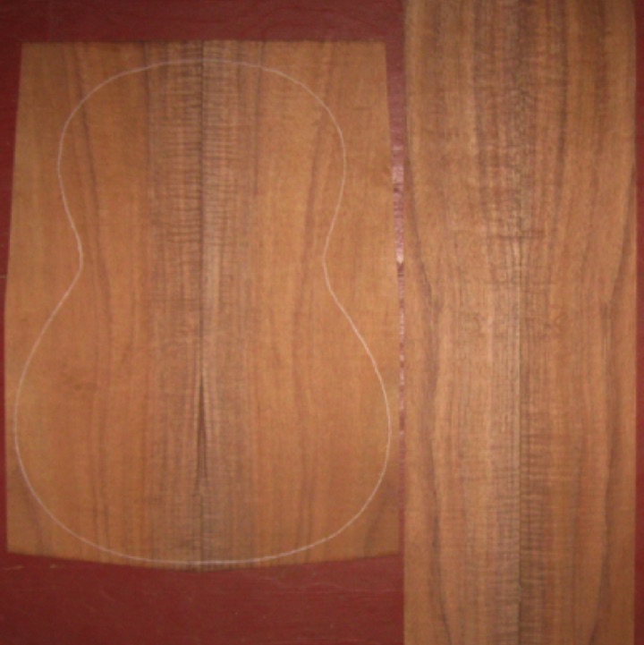 Koa OM/CL 3A-4A $285
(2) back plates 7-3/4" x 20-3/4"
(2) side plates 4-1/2" x 32"
Air dried since 2010, 14-5/8" classical pattern shown, OM possible; rich color and striping and strong curl.
set #197-1463 Koa OM/CL 3A-4A $285
(2) back plates 7-3/4" x 20-3/4"
(2) side plates 4-1/2" x 32"
Air dried since 2010, 14-5/8" classical pattern shown, OM possible; rich color and striping and strong curl.
set #197-1463