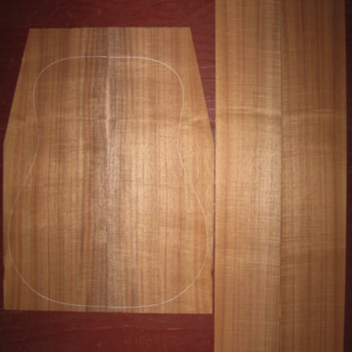 Koa OM/Dreadnought AAA $265
(2) back plates 8-1/2" x 23" (taper to 6-1/2" width)
(2) side plates 5-1/4" x 36-1/2"
16" dred pattern shown, bright orange-brown, straight & vertical grain, tight curl. Gorgeous koa.
(2) consecutive sets available - set #178-1526 Koa OM/Dreadnought AAA $265
(2) back plates 8-1/2" x 23" (taper to 6-1/2" width)
(2) side plates 5-1/4" x 36-1/2"
16" dred pattern shown, bright orange-brown, straight & vertical grain, tight curl. Gorgeous koa.
(2) consecutive sets available - set #178-1526