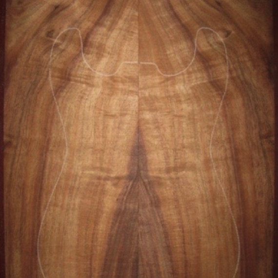 Koa Electric/Bass Top 3A $140
(2) top plates 8-1/2" x 23-1/4" .240" (6mm) thick
Air dried since 2006, 13" x 19" pattern shown, rich color and medium fiddleback curl; extra thickness allows some contouring.
set #138-1145 Koa Electric/Bass Top 3A $140
(2) top plates 8-1/2" x 23-1/4" .240" (6mm) thick
Air dried since 2006, 13" x 19" pattern shown, rich color and medium fiddleback curl; extra thickness allows some contouring.
set #138-1145