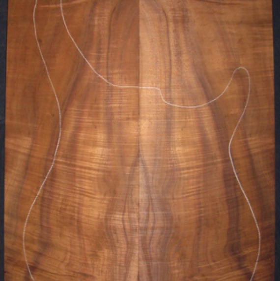 Koa Electric/Bass Top 4A $185
(2) top plates 7-3/8" x 23-1/2", ~1/2" thick
Air dried since 2006, .460" thickness, 13" x 19" pattern shown, strong flame, esp. lower bout.
set #165-1319 Koa Electric/Bass Top 4A $185
(2) top plates 7-3/8" x 23-1/2", ~1/2" thick
Air dried since 2006, .460" thickness, 13" x 19" pattern shown, strong flame, esp. lower bout.
set #165-1319