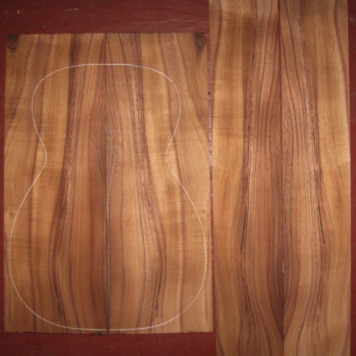 Koa O/Parlor A+ $75
(2) back plates 7-1/4" x 20-7/8" (tapers to 6-7/8")
(2) side plates 4-3/4 x 30"
Air dried since 2016, shown with 0 pattern, gorgeous color and stripes, light curl.
set #181-1916 Koa O/Parlor A+ $75
(2) back plates 7-1/4" x 20-7/8" (tapers to 6-7/8")
(2) side plates 4-3/4 x 30"
Air dried since 2016, shown with 0 pattern, gorgeous color and stripes, light curl.
set #181-1916