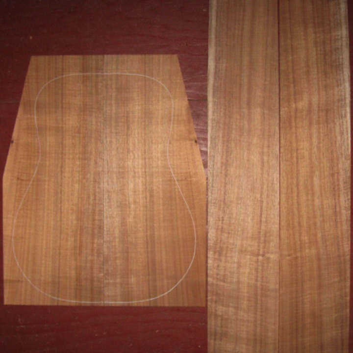 Koa OM/Dreadnought AAA $320
(2) back plates 9" x 22" (tapers to 6-1/2")
(2) side plates 6" x 34"
Air dried since 2015, 16" dred pattern shown, bright orange brown, straight & vertical grain, good curl. Gorgeous koa.
(2) consecutive sets available - set #178-1969 Koa OM/Dreadnought AAA $320
(2) back plates 9" x 22" (tapers to 6-1/2")
(2) side plates 6" x 34"
Air dried since 2015, 16" dred pattern shown, bright orange brown, straight & vertical grain, good curl. Gorgeous koa.
(2) consecutive sets available - set #178-1969