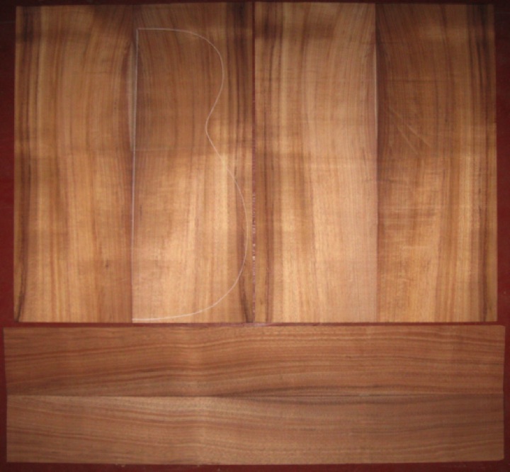 6-pc Koa 00/Classical AA $165
(4) top-back plates 8" x 21-1/2
(2) side plates 4-1/2" x 33-3/4"
Air dried since 2017, 15-1/4" OM pattern shown, straight grain, bright orange-brown with light curl.
set #205-1895 6-pc Koa 00/Classical AA $165
(4) top-back plates 8" x 21-1/2
(2) side plates 4-1/2" x 33-3/4"
Air dried since 2017, 15-1/4" OM pattern shown, straight grain, bright orange-brown with light curl.
set #205-1895