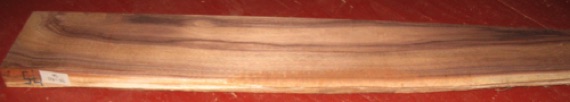 face #2   -   blank #175-1991
Natural edge tapers to 2-1/4" width. 23" long pattern clears sapwood as shown. Laminate two patterns for a 3" wide blank; plenty extra for headstock ears (bridges, etc). 