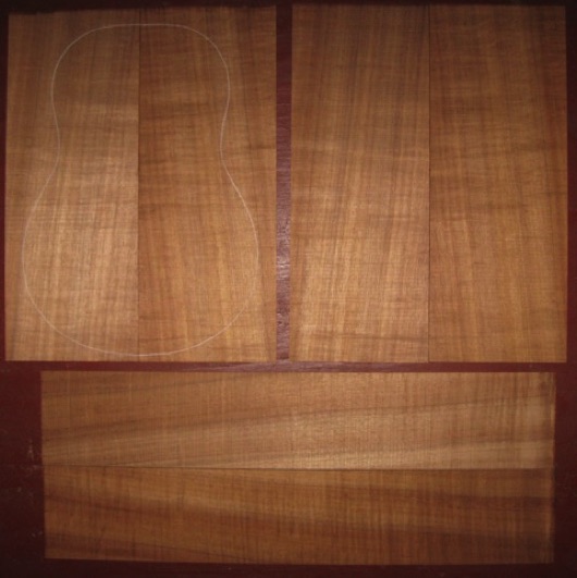 Koa Tenor Ukulele AA+ $110
(4) top-back plates 5" x 13"
(2) side plates 3-1/2" x 18-3/4"
Air dried since 2010, tenor pattern shown, bright koa, good curl, straight and vertical grain.
set #198-1788 Koa Tenor Ukulele AA+ $110
(4) top-back plates 5" x 13"
(2) side plates 3-1/2" x 18-3/4"
Air dried since 2010, tenor pattern shown, bright koa, good curl, straight and vertical grain.
set #198-1788