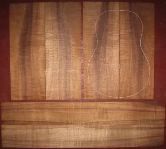 Koa Tenor Ukulele 3A+ $155
(4) top-back plates 4-7/8" x 13-1/2"
(2) side plates 3-1/4" x 23-1/4" (taper at end)
Air dried since 2006, tenor pattern shown, rich color, beautiful quilt-flame.
(2) consecutive sets available - set #137-1904 Koa Tenor Ukulele 3A+ $155
(4) top-back plates 4-7/8" x 13-1/2"
(2) side plates 3-1/4" x 23-1/4" (taper at end)
Air dried since 2006, tenor pattern shown, rich color, beautiful quilt-flame.
(2) consecutive sets available - set #137-1904