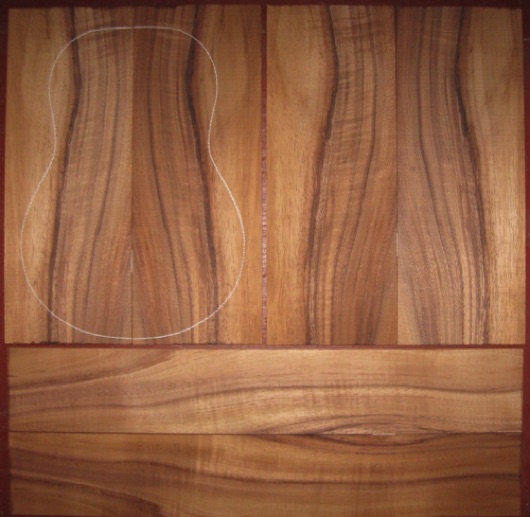 Koa Tenor Ukulele AA $90
(4) top-back plates 5" x 13"
(2) side plates 3-1/4" x 20"
Air dried since 2016, tenor pattern shown, rich colors with some curl.
set #181-1975 Koa Tenor Ukulele AA $90
(4) top-back plates 5" x 13"
(2) side plates 3-1/4" x 20"
Air dried since 2016, tenor pattern shown, rich colors with some curl.
set #181-1975
