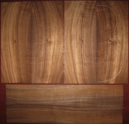 Koa Baritone/Tenor Ukulele AA $95
(4) top-back plates 6" x 15-3/4"
(2) side plates 3-3/4" x 22-3/4"
Air dried since 2010, shown with baritone pattern, vertical grain, dark w/medium flame.
set #193-2083 Koa Baritone/Tenor Ukulele AA $95
(4) top-back plates 6" x 15-3/4"
(2) side plates 3-3/4" x 22-3/4"
Air dried since 2010, shown with baritone pattern, vertical grain, dark w/medium flame.
set #193-2083