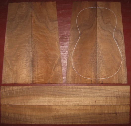 Koa Soprano Ukulele AA+ $60
(4) top-back plates 4" x 11" (tapers to 3-1/4")
(2) side plates 2-1/2" x 15"
Air dried since 2005, flatsawn top/back, vertical grain sides; good curl/flame.
set #165-2084 Koa Soprano Ukulele AA+ $60
(4) top-back plates 4" x 11" (tapers to 3-1/4")
(2) side plates 2-1/2" x 15"
Air dried since 2005, flatsawn top/back, vertical grain sides; good curl/flame.
set #165-2084