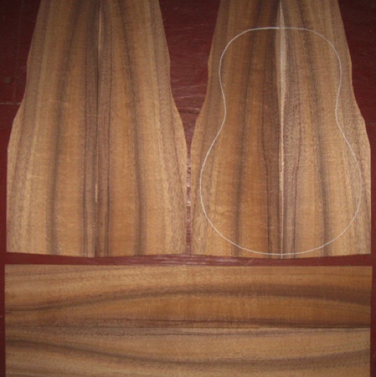 Koa Tenor Ukulele AA+ $110
(4) top-back plates 4-3/4" x 14"
(2) side plates 3-1/4" x 19-1/2"
Air dried since 2013, tenor pattern shown; rich, dark. striped koa w/med flame.
set #161-2274 Koa Tenor Ukulele AA+ $110
(4) top-back plates 4-3/4" x 14"
(2) side plates 3-1/4" x 19-1/2"
Air dried since 2013, tenor pattern shown; rich, dark. striped koa w/med flame.
set #161-2274