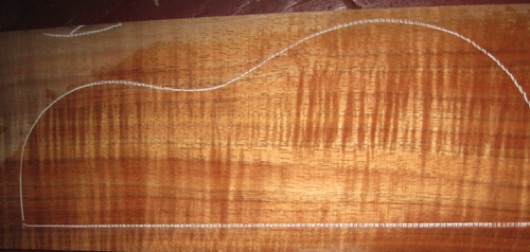 closeup, wetted,
set #231-2471
Top and back from one long bookmatch, with 3A+ curl on one bookmatch (shown above) and 4A curl on the other. Inquire for additional photos. 