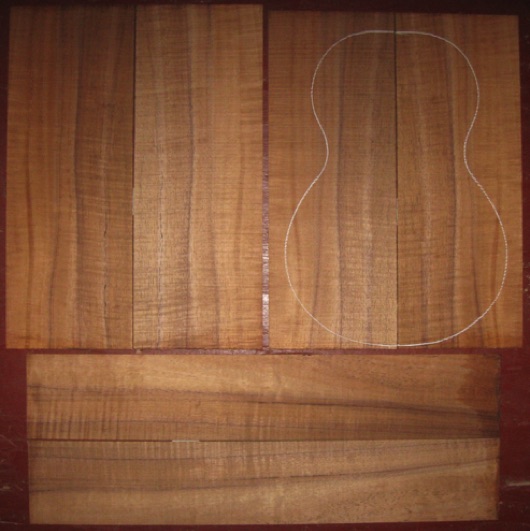 Koa Concert/Soprano Ukulele AAA $120
(4) top-back plates 4-1/2" x 12-1/8"
(2) side plates 3" x 16-15/16"
Air dried since 2010, concert pattern shown, good fiddleback curl, rich colors.
set #198-2618 Koa Concert/Soprano Ukulele AAA $120
(4) top-back plates 4-1/2" x 12-1/8"
(2) side plates 3" x 16-15/16"
Air dried since 2010, concert pattern shown, good fiddleback curl, rich colors.
set #198-2618