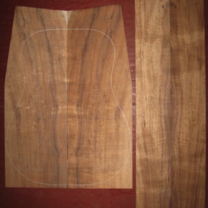 Koa OM/CL AA $95
(2) back plates 8-1/4" x 23" (tapers to 7" width)
(2) side plates 4-1/2" x 35-1/2"
Air dried since 2006, off-grade set with a knot on the sides (at 30.5" mark), but a good-looking and curly set.
set #136-1387 Koa OM/CL AA $95
(2) back plates 8-1/4" x 23" (tapers to 7" width)
(2) side plates 4-1/2" x 35-1/2"
Air dried since 2006, off-grade set with a knot on the sides (at 30.5" mark), but a good-looking and curly set.
set #136-1387