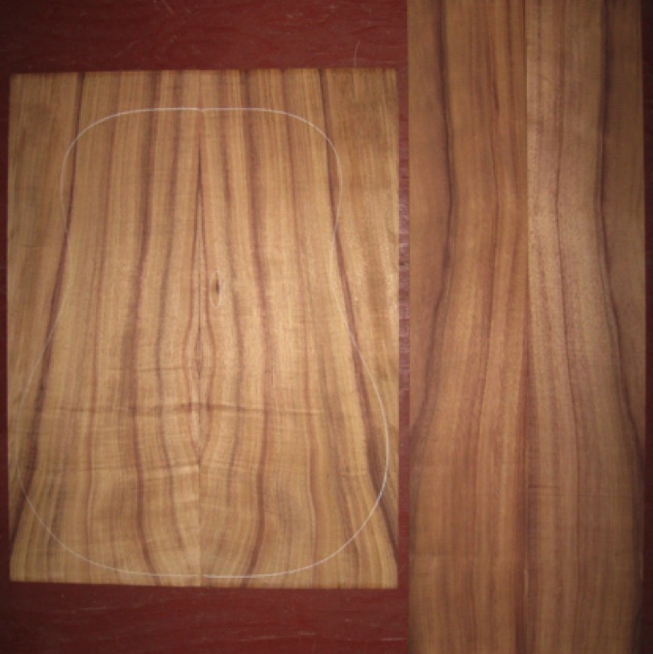 Koa OM/Dreadnought A+ $85
(2) back plates 8-1/4" x 22-1/43"
(2) side plates 5" x 33-1/4"
Air dried since 2013, shown with 16" dreadnought pattern, very colorful and stripey, minor flaw on back (circled).
set #163-1512 Koa OM/Dreadnought A+ $85
(2) back plates 8-1/4" x 22-1/43"
(2) side plates 5" x 33-1/4"
Air dried since 2013, shown with 16" dreadnought pattern, very colorful and stripey, minor flaw on back (circled).
set #163-1512