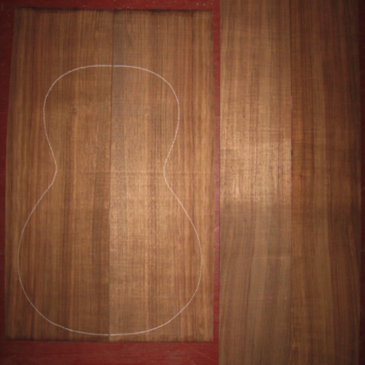 Koa Parlor A+ $65
(2) back plates 6-7/8" x 22-3/4"
(2) side plates 5" x 30"
Air dried since 1994, shown w/12-1/2" parlor pattern; light spalting, light-medium curl; vertical grain and straight grain.
set #191-1578 Koa Parlor A+ $65
(2) back plates 6-7/8" x 22-3/4"
(2) side plates 5" x 30"
Air dried since 1994, shown w/12-1/2" parlor pattern; light spalting, light-medium curl; vertical grain and straight grain.
set #191-1578