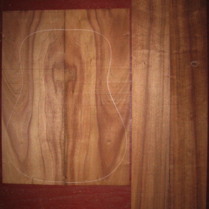 Koa OM/Dreadnought A+ $95
(2) back plates 8-1/2" x 23-1/4"
(2) side plates 5" x 32-1/2"
Air dried since 1996, minor tight knot on sides (circled), beautiful color and figure, light curl.
set #191-1662 Koa OM/Dreadnought A+ $95
(2) back plates 8-1/2" x 23-1/4"
(2) side plates 5" x 32-1/2"
Air dried since 1996, minor tight knot on sides (circled), beautiful color and figure, light curl.
set #191-1662